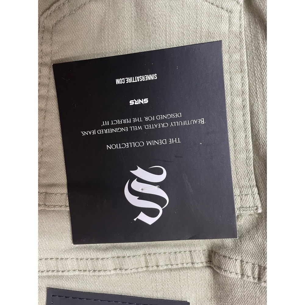 Sinners Attire Mens Skinny Fit Denim Jeans Sage Green Olive 34S New‎ - Picture 2 of 8